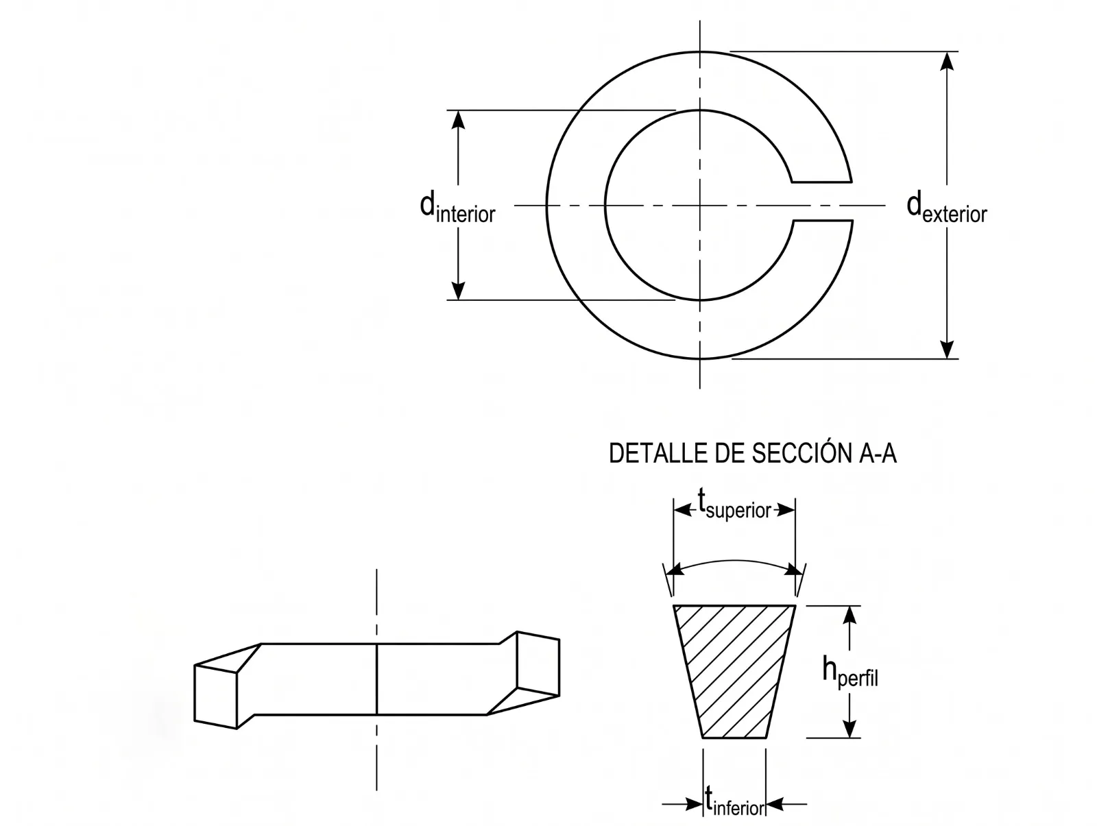 Plano tecnico de arandela de presion